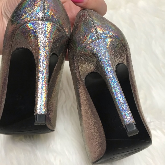 Zara Rainbow Metallic Pointy Toe Pumps 36 - Picture 5 of 8